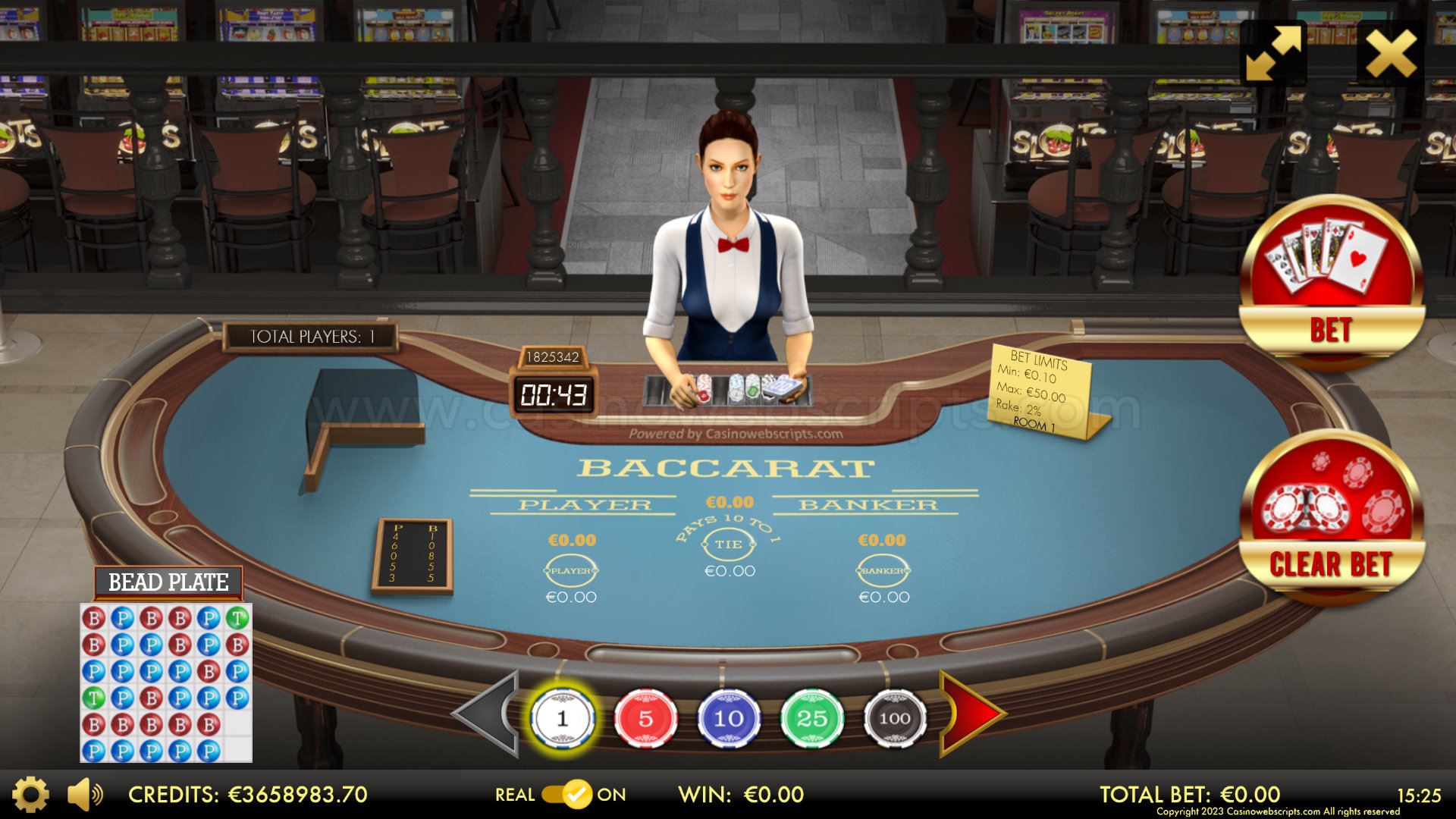 Multiplayer Baccarat 3D Dealer Deluxe Scoreboards Mobile and PC - Preview