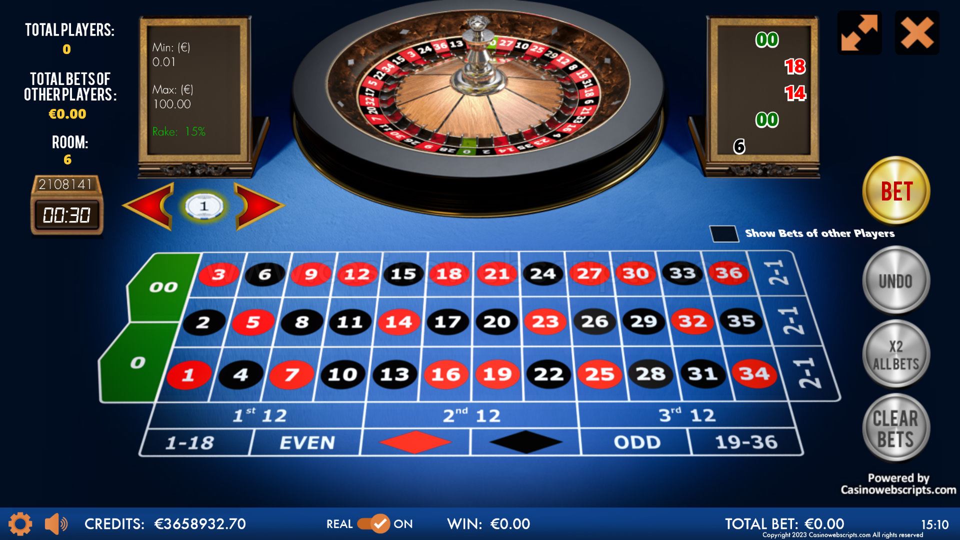 Multiplayer American Roulette 3D Advanced - Mobile and PC - Preview
