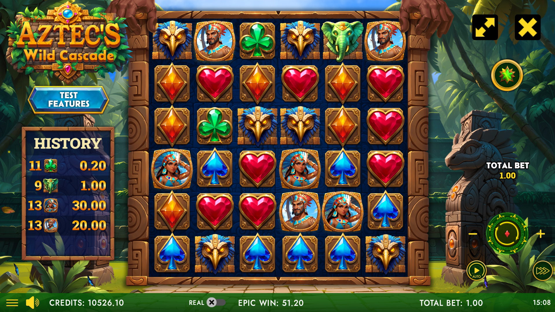 Aztec`s Wild Cascade - Main Screen