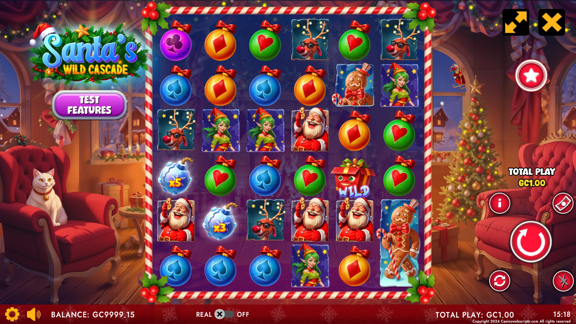 Santa Wild Cascade - Main Screen