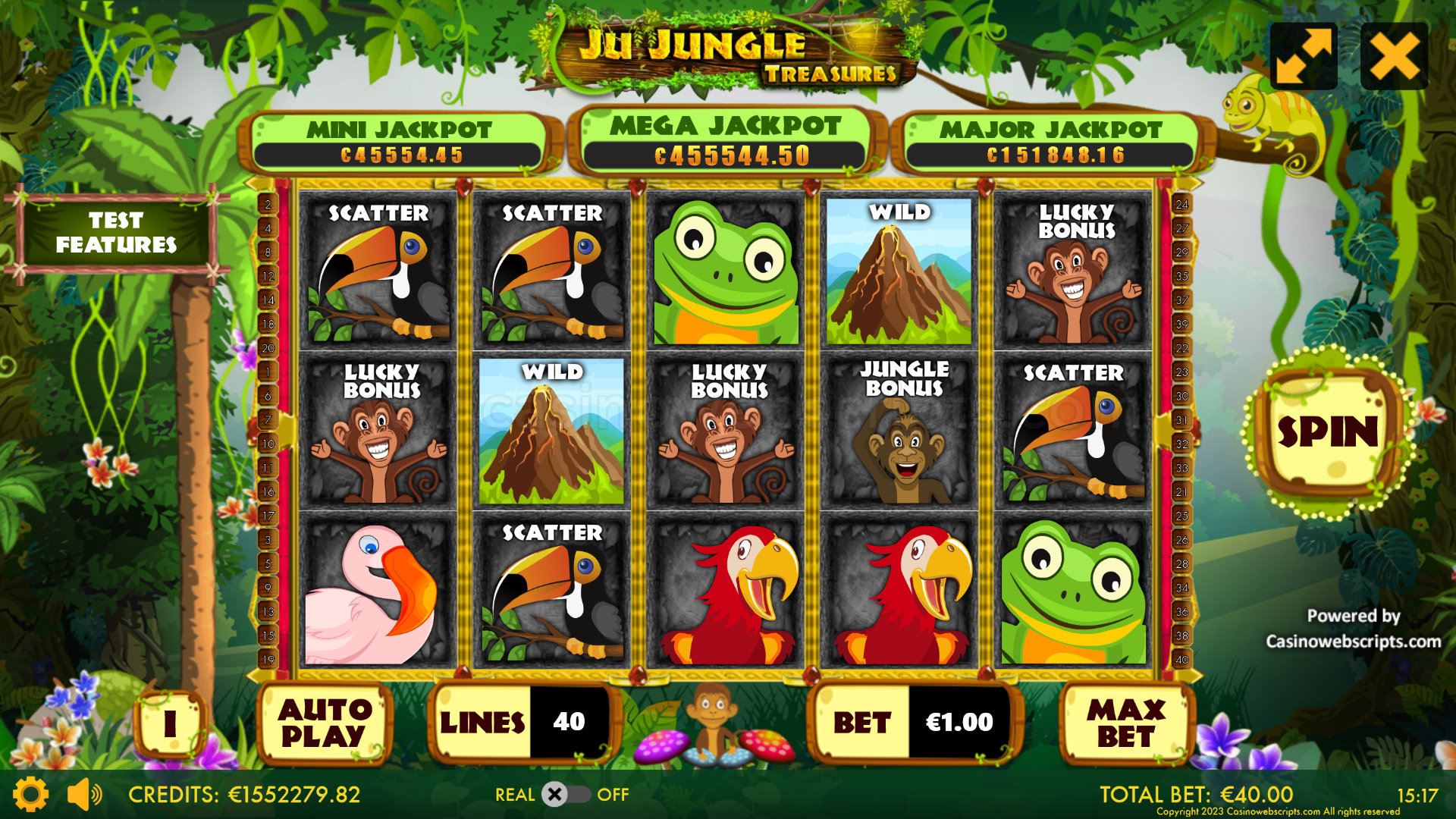Ju Jungle Treasures Mobile and PC - Main Screen