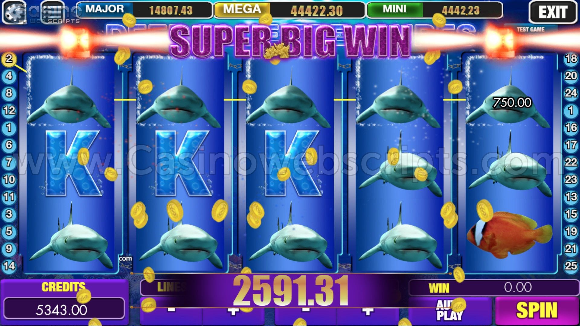 Deep Blue Treasures HTML5 Mobile and PC - Mega Win