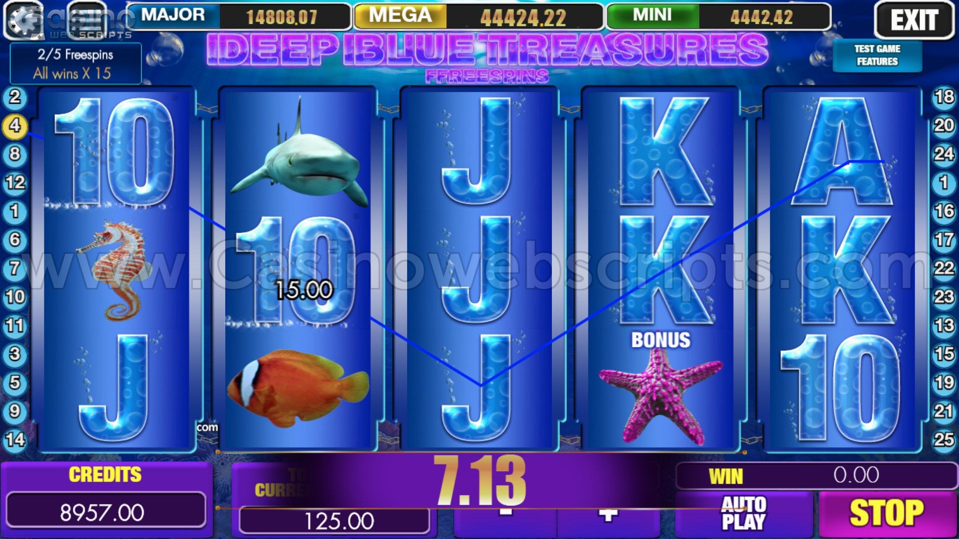 Deep Blue Treasures HTML5 Mobile and PC - Free Spins
