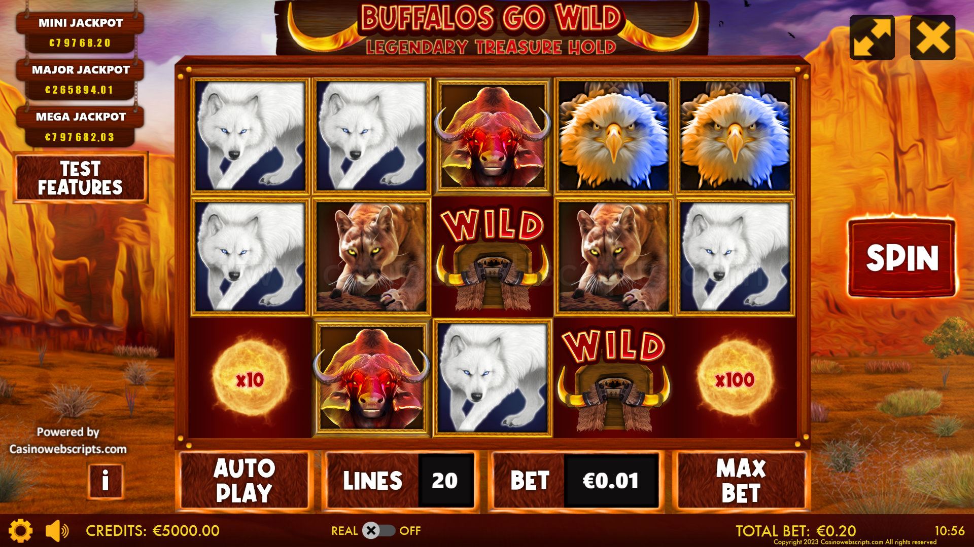 Buffalos Go Wild - Legendary Treasure Hold - Main Screen