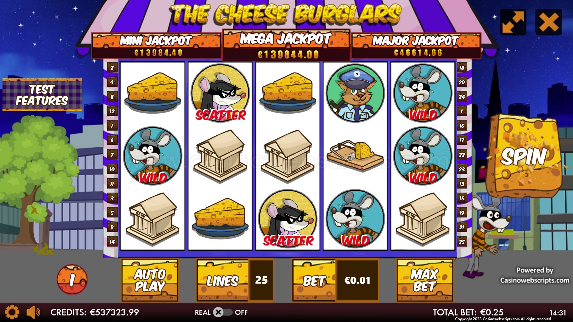 Cheese Burglars HTML5 Mobile and PC - Main Screen