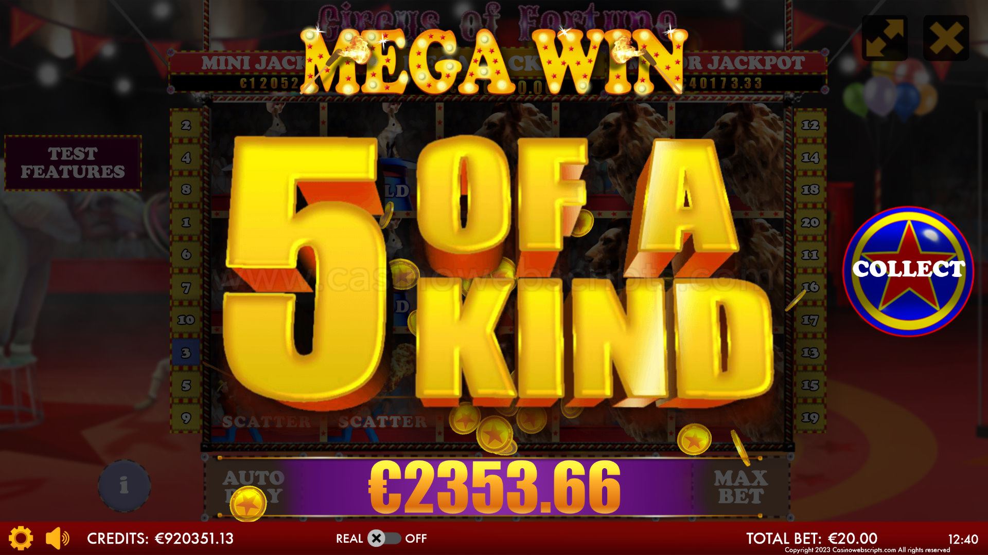 Circus of Fortune HTML5 Mobile and PC - Mega Win