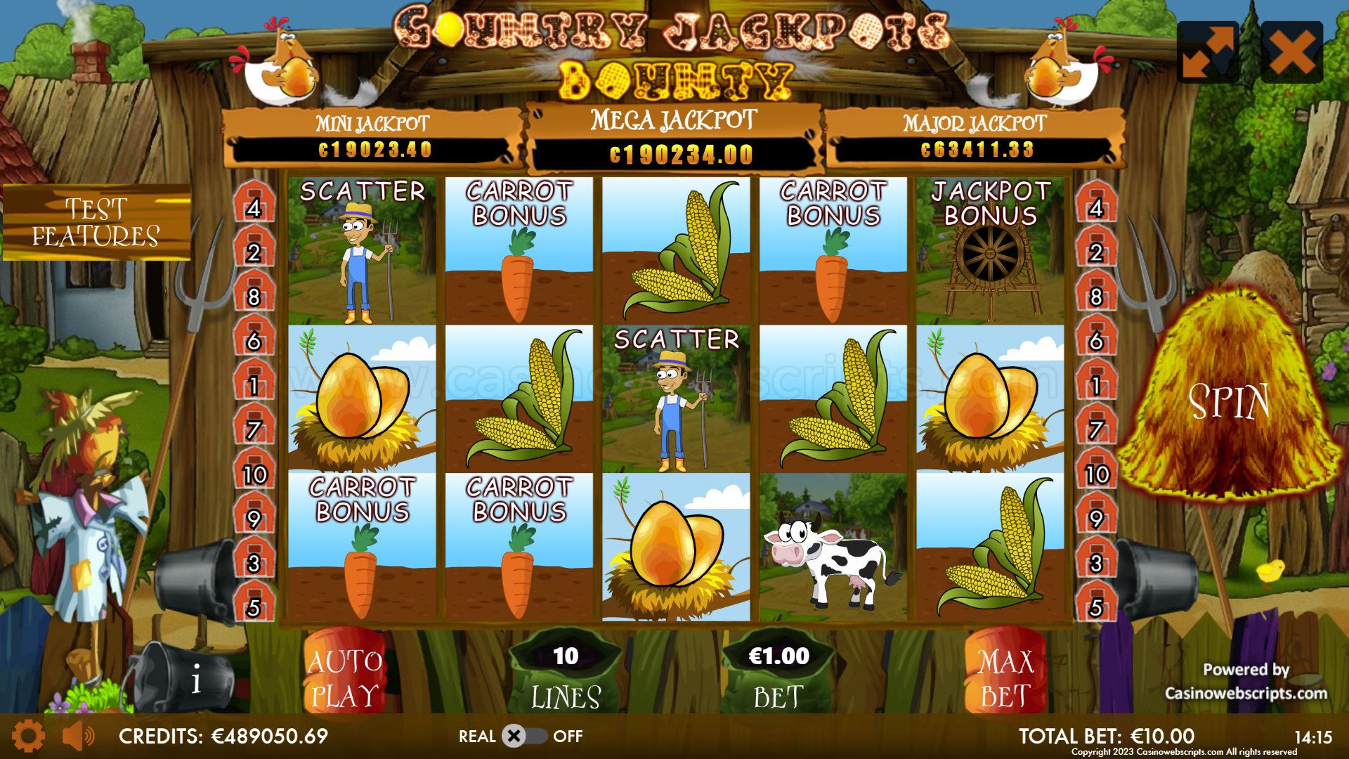 Country Jackpots Bounty Mobile and PC - Main Screen