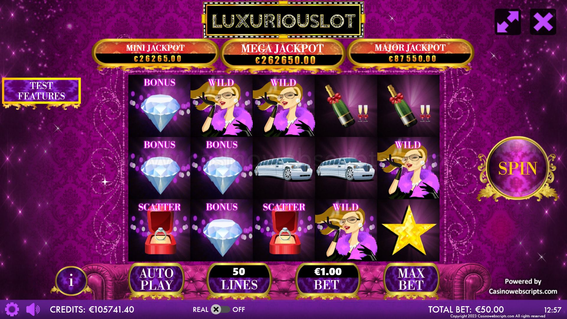 Luxuriouslot Mobile and PC - Main Screen