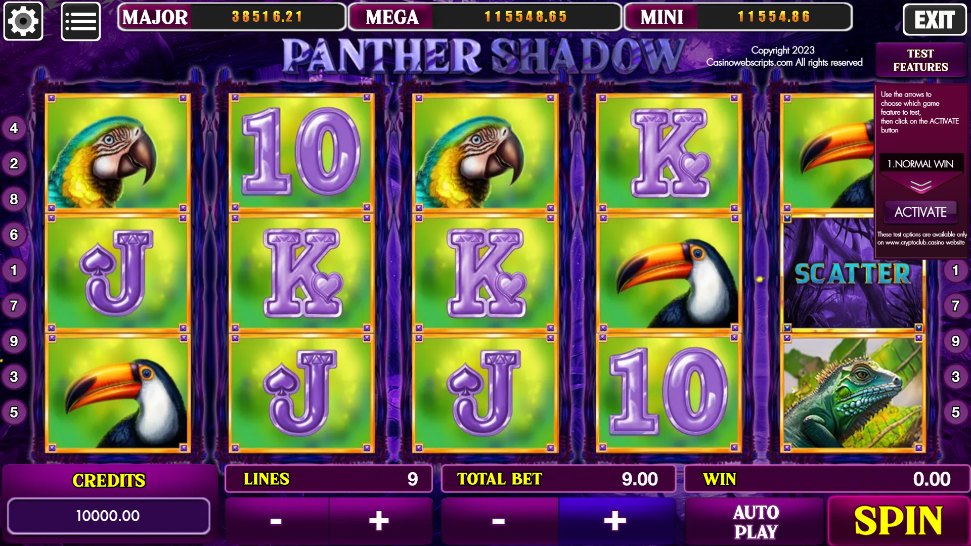 Panther Shadow - Main Screen
