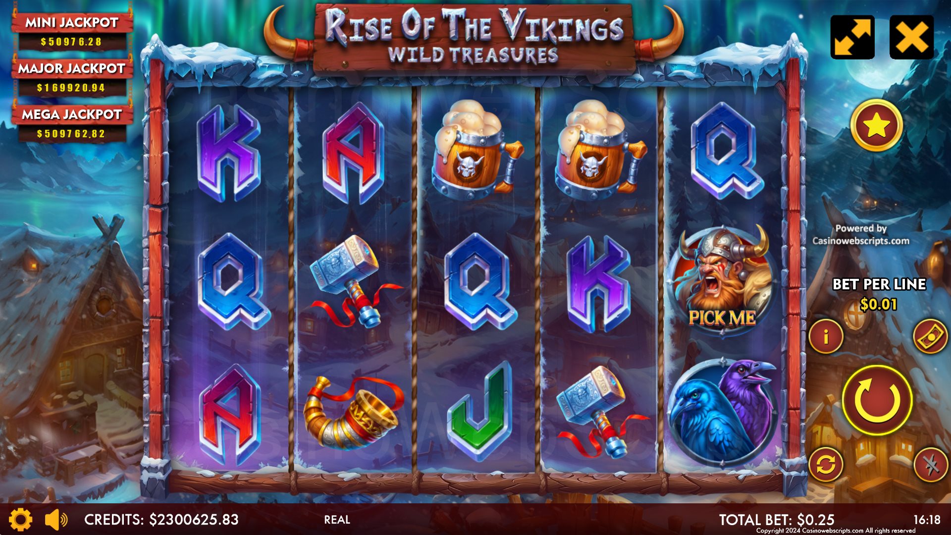 Rise Of The Vikings - Wild Treasures - Main Screen