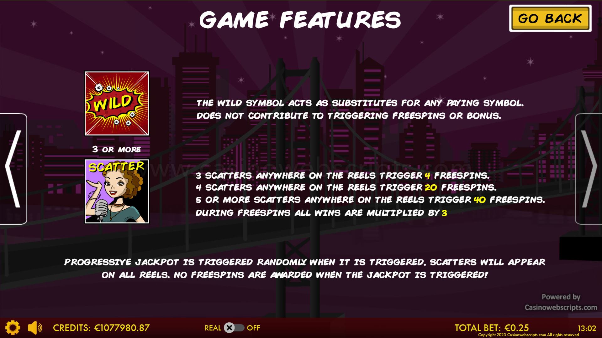 Secret Agent Triple Jackpot HTML5 Mobile and PC - Features