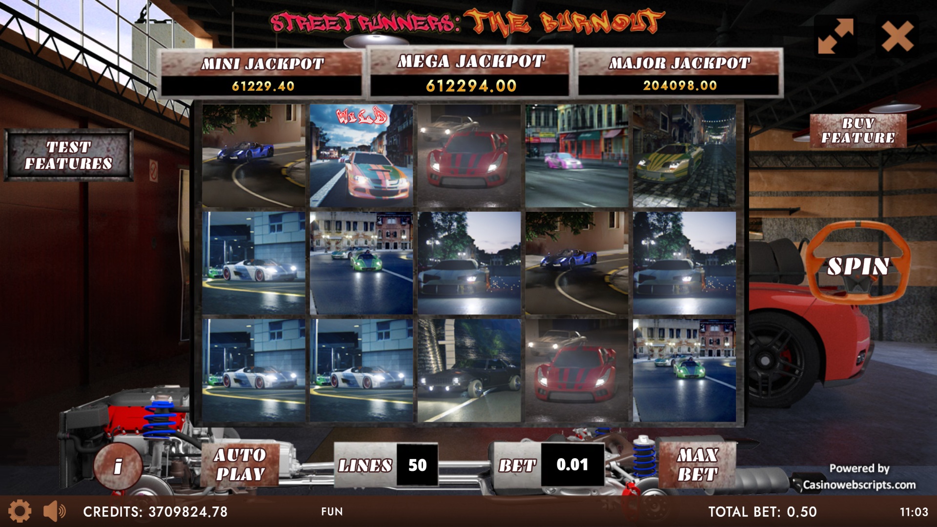 Street Runners - The burnout HTML5 Mobile and PC - Main Screen