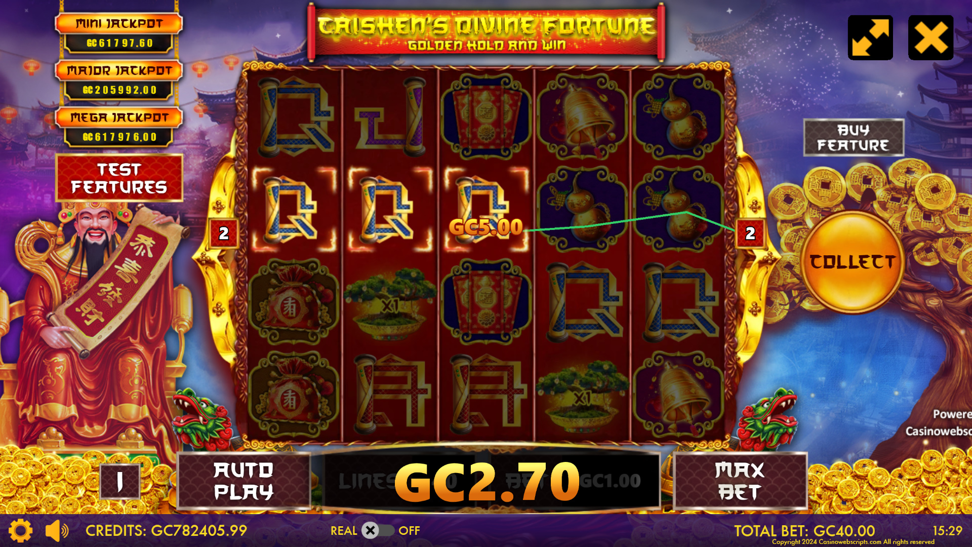 Caishen Divine Fortune - Golden Hold and Win  - Main Screen
