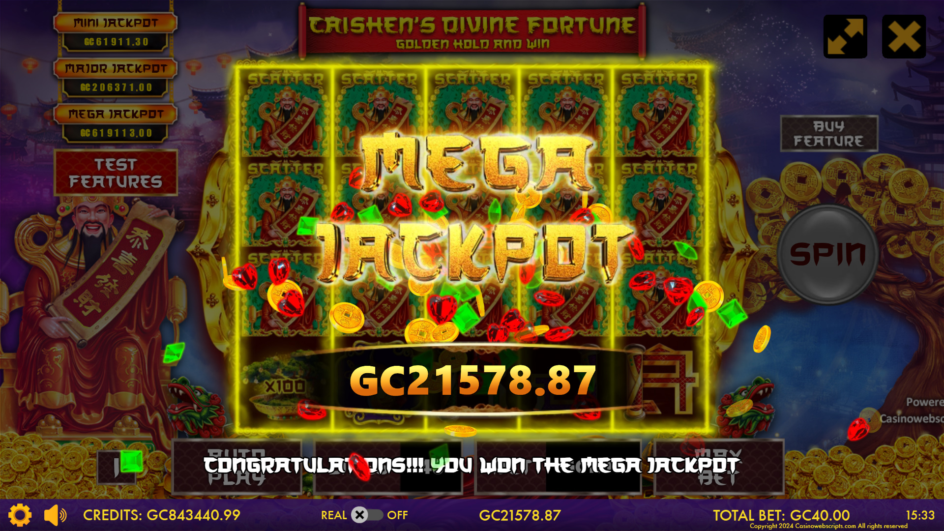 Caishen Divine Fortune - Golden Hold and Win  - Jackpot