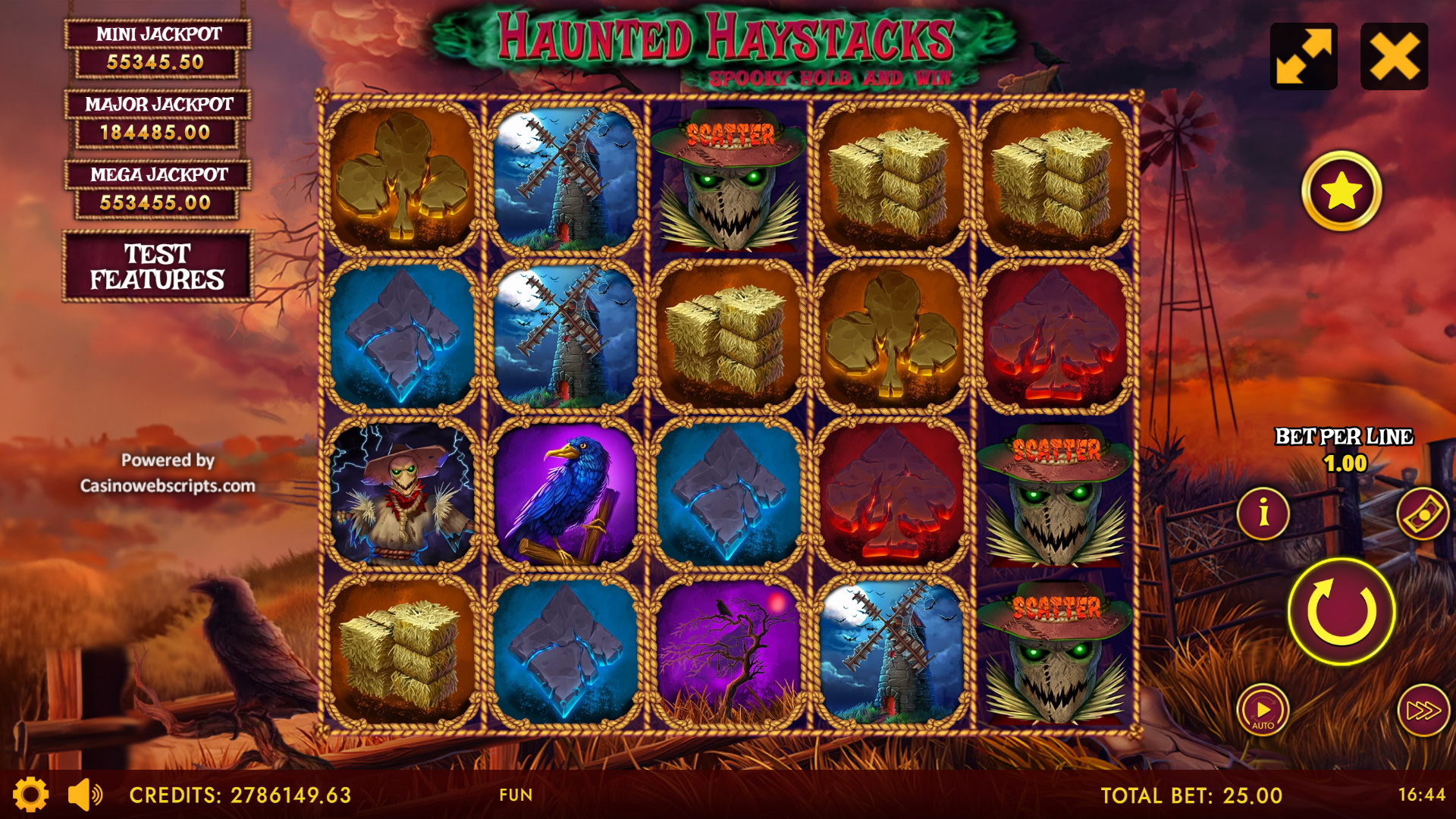Haunted Haystacks - Spooky Hold and Win - Main Screen