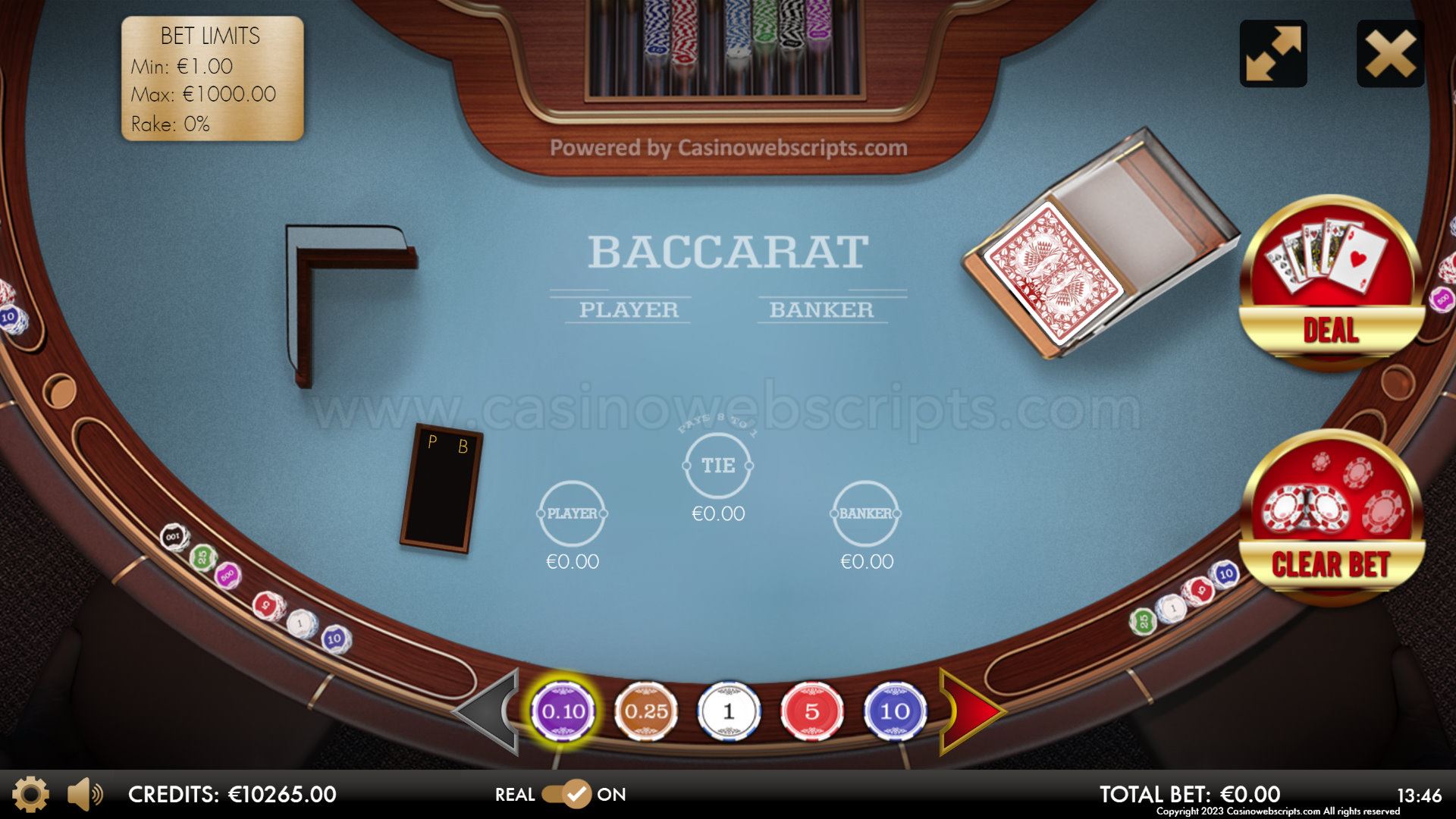 Baccarat Deluxe HTML5 Mobile and PC - Preview