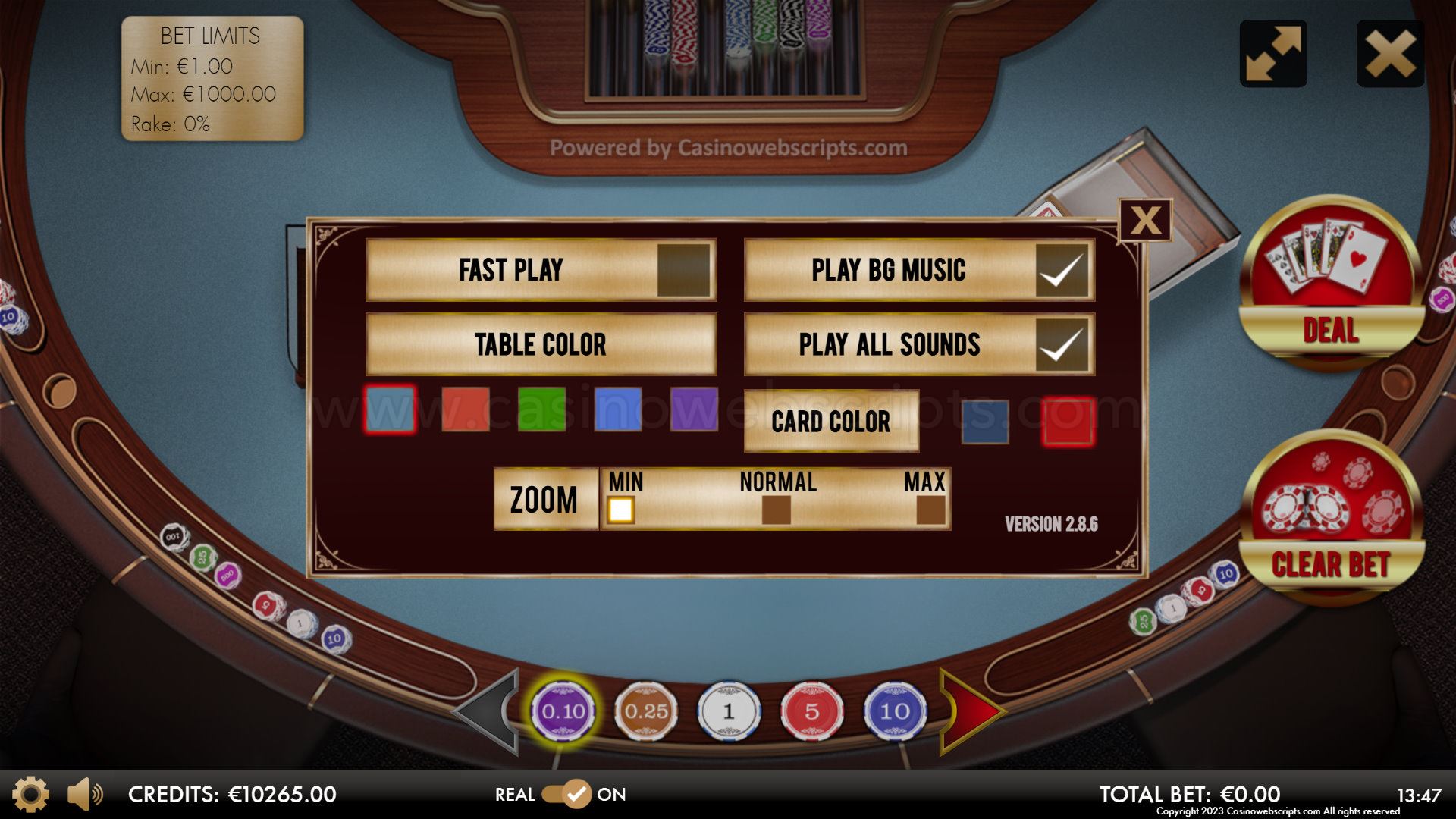 Baccarat Deluxe HTML5 Mobile and PC - Preview
