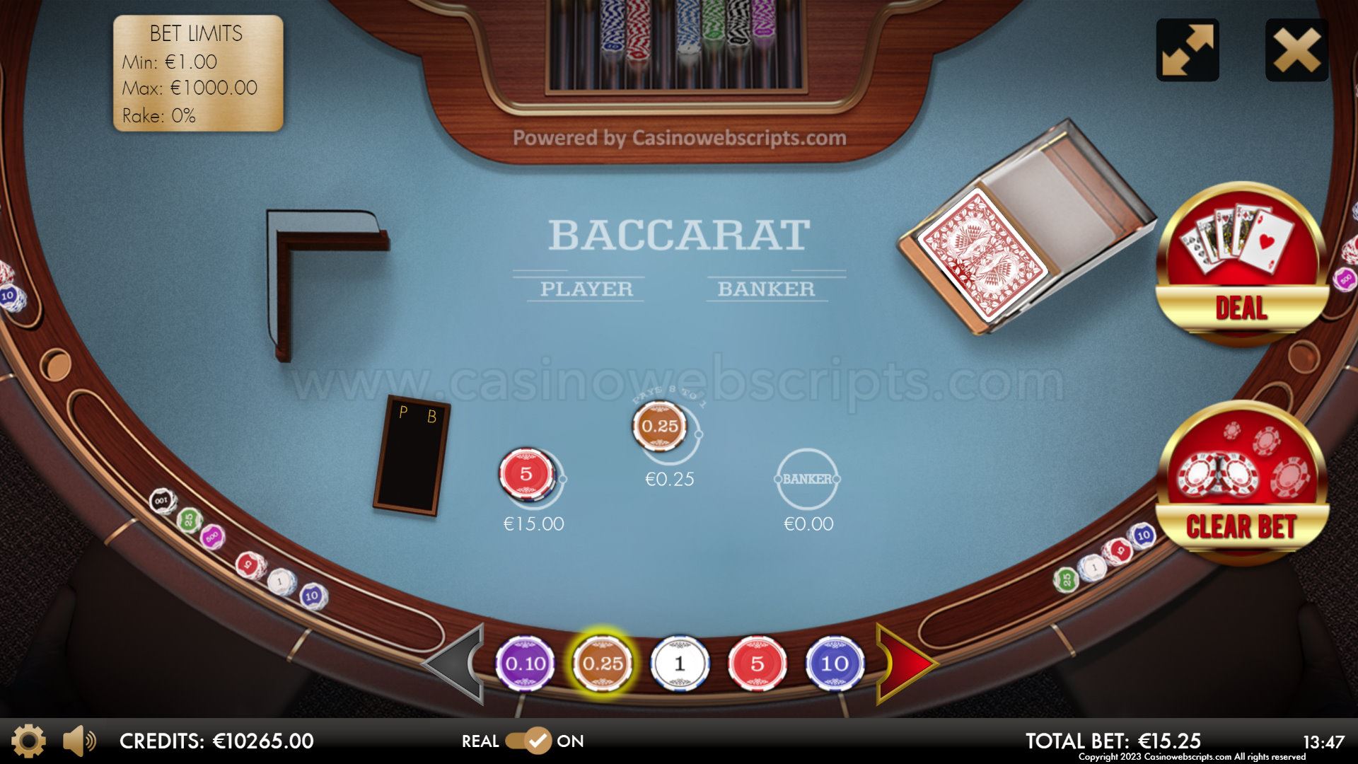 Baccarat Deluxe HTML5 Mobile and PC - Preview