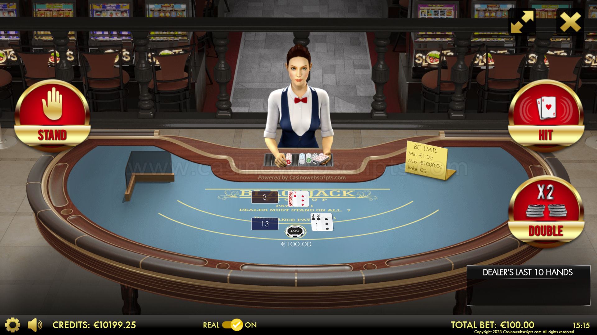 BlackJack 21 FaceUp 3D Dealer Deluxe HTML5 Mobile and PC - Preview
