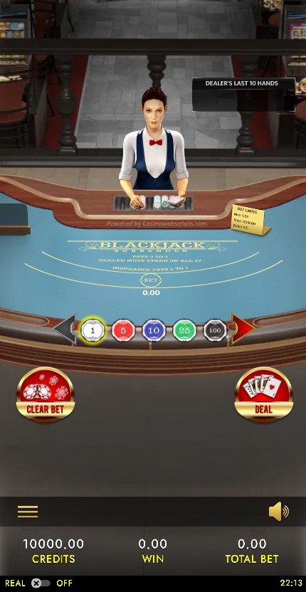 Blackjack 21 Surrender 3D Dealer Deluxe HTML5 Mobile and PC mobile