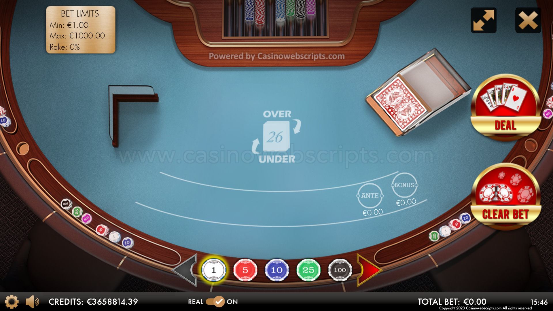 Over or Under 26 4Card Joker Deluxe HTML5 Mobile and PC - Preview