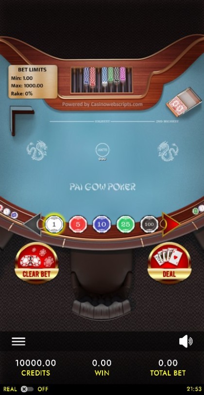 Pai Gow Poker Heads-Up Deluxe mobile