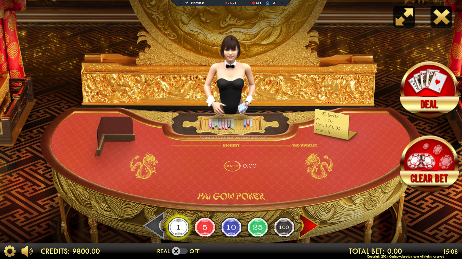 Pai Gow Poker Heads-Up 3D Dragon Edition - Preview