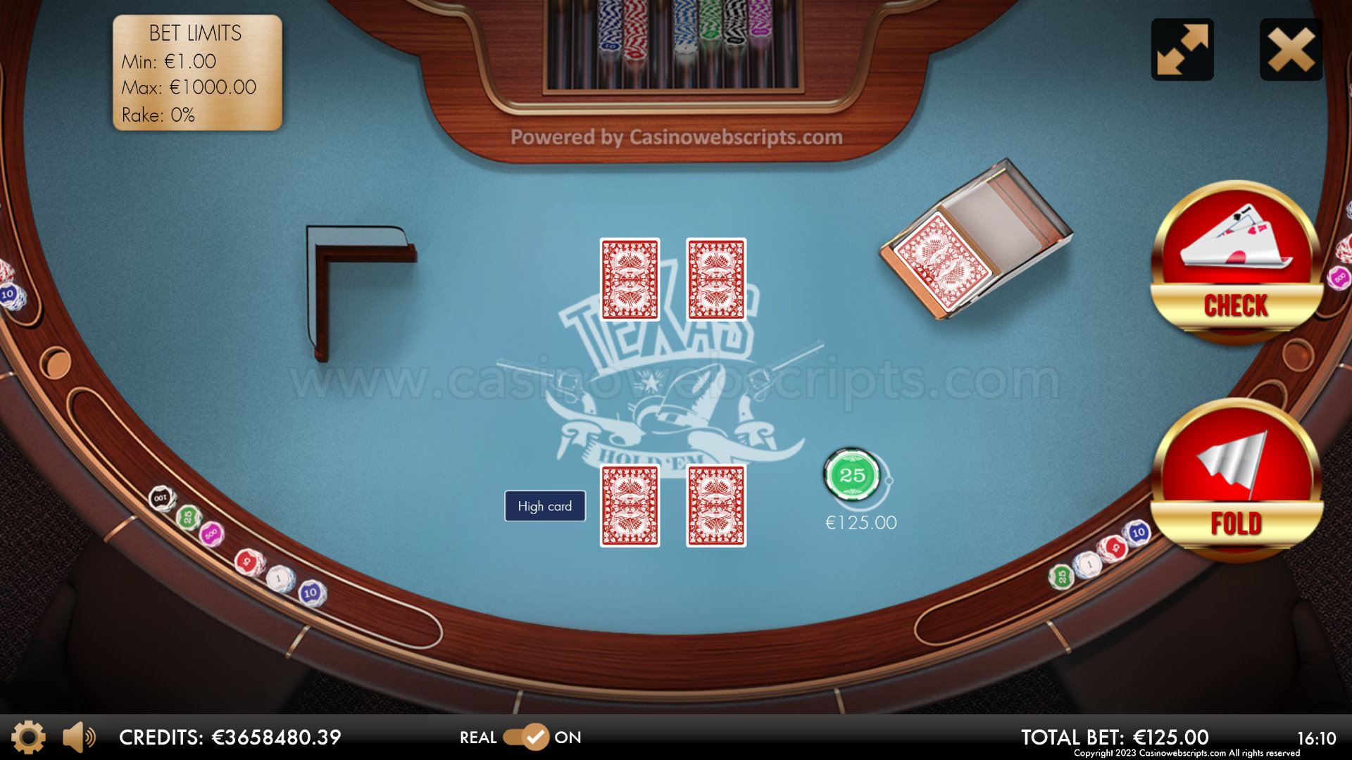 Texas Holdem Heads-Up Deluxe HTML5 Mobile and PC - Preview