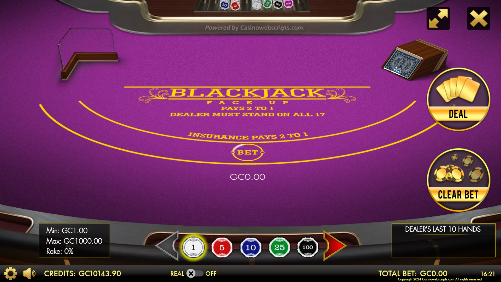 BlackJack 21 FaceUp VIP 3D - Preview