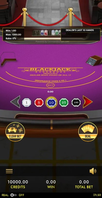 Blackjack 21 Surrender VIP 3D mobile