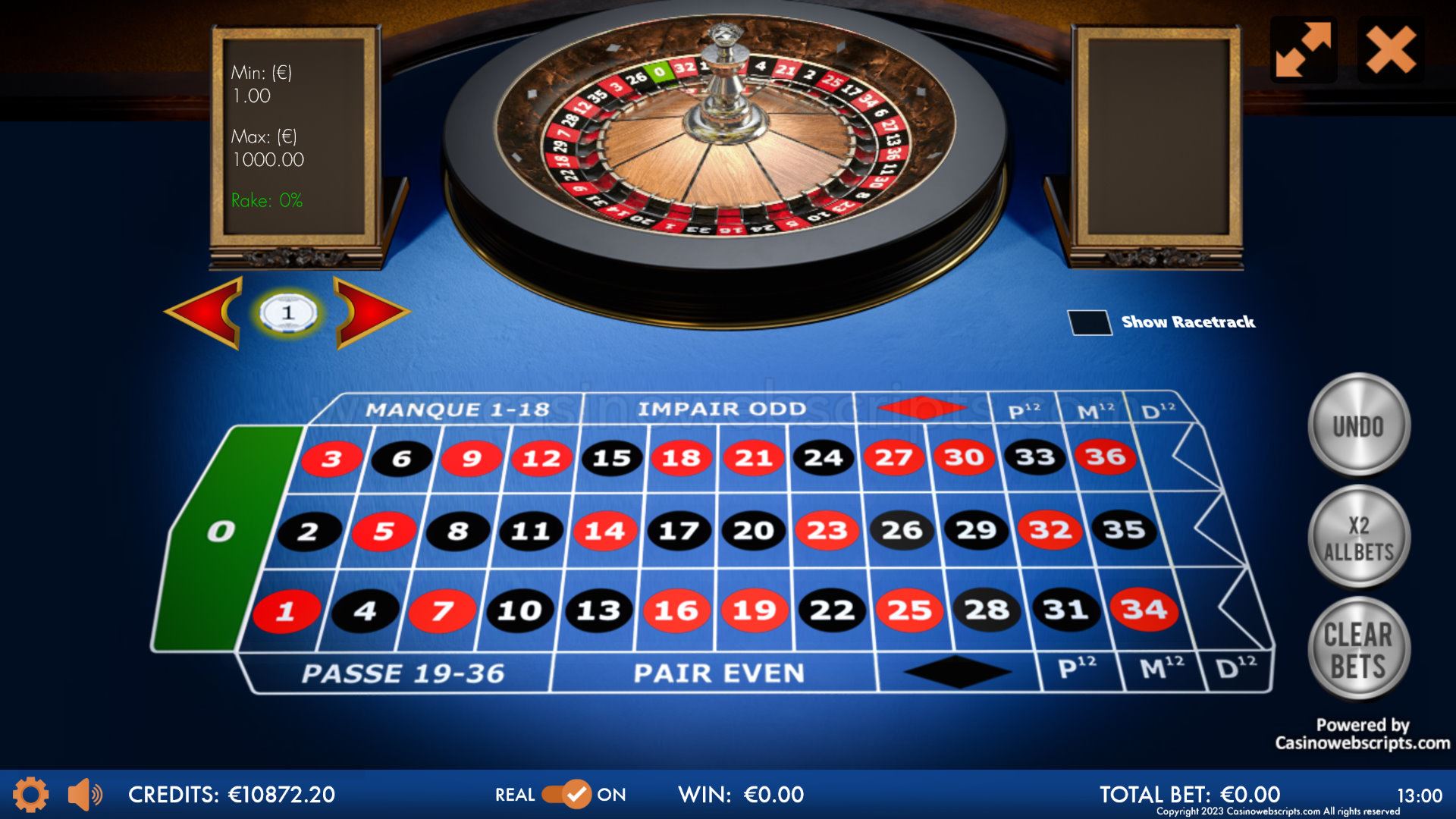 French Roulette 3D Advanced - Mobile and PC - Preview