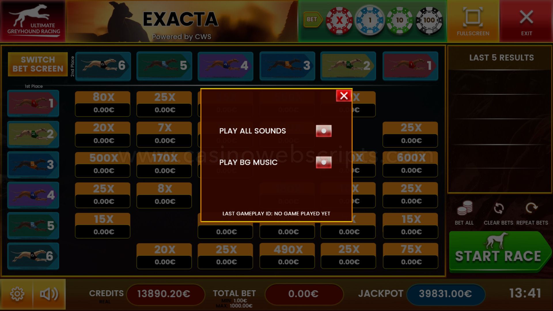 Greyhound Dog Racing Exacta - Mobile and PC - Preview