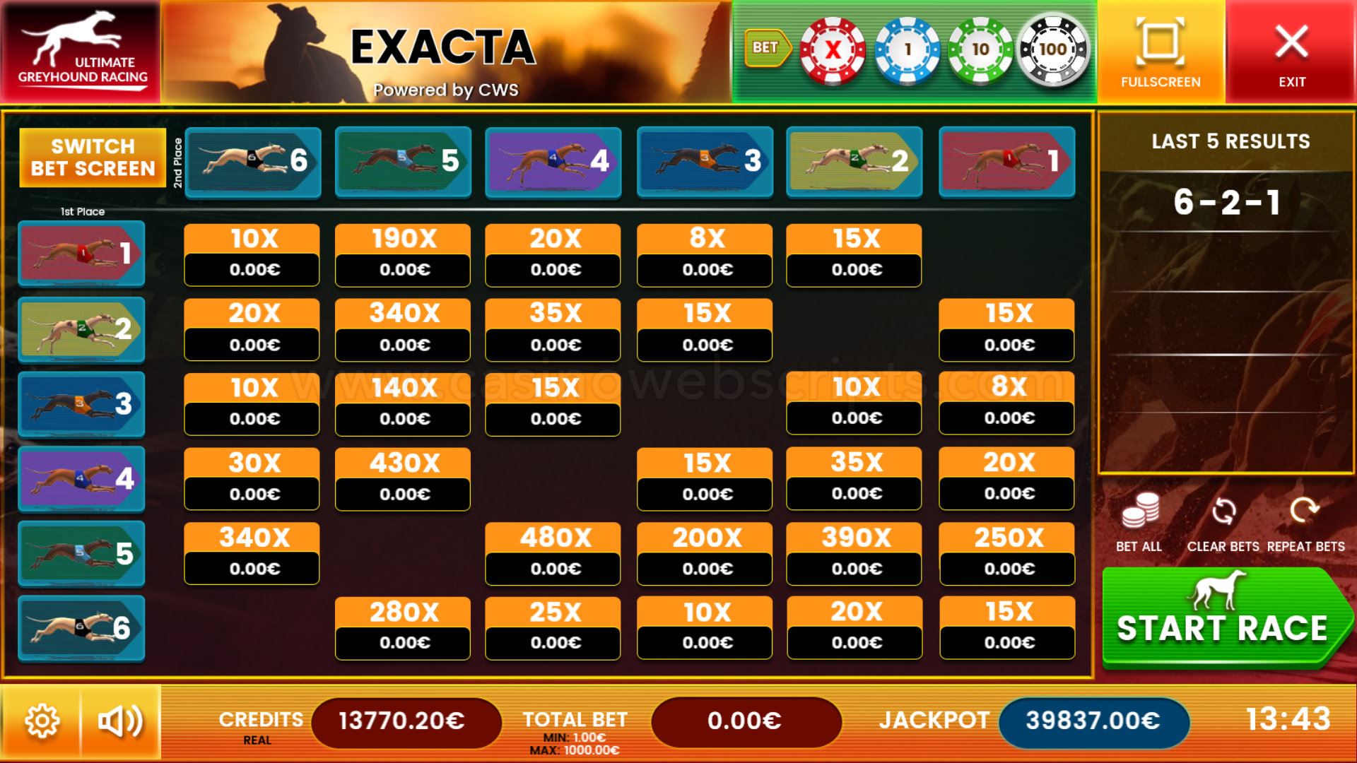 Greyhound Dog Racing Exacta - Mobile and PC - Preview
