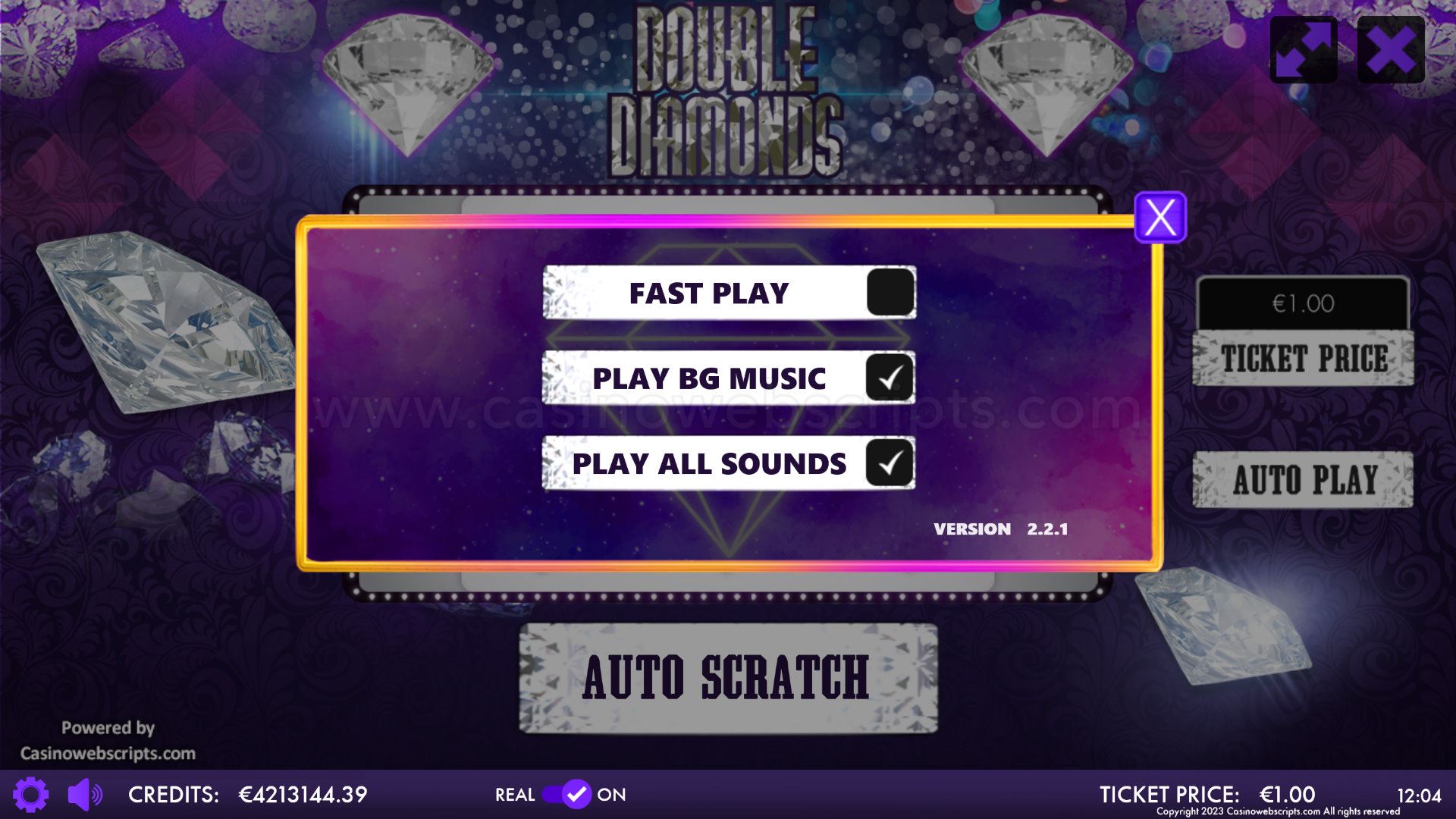 Double Diamonds Scratch Card  Mobile and PC - Preview