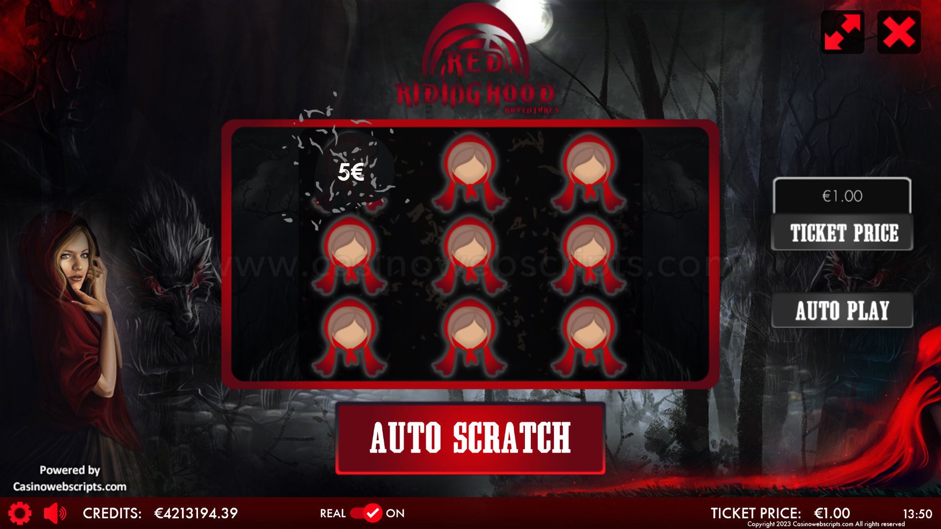Red Riding Hood Adventures Scratch Card  Mobile and PC - Preview