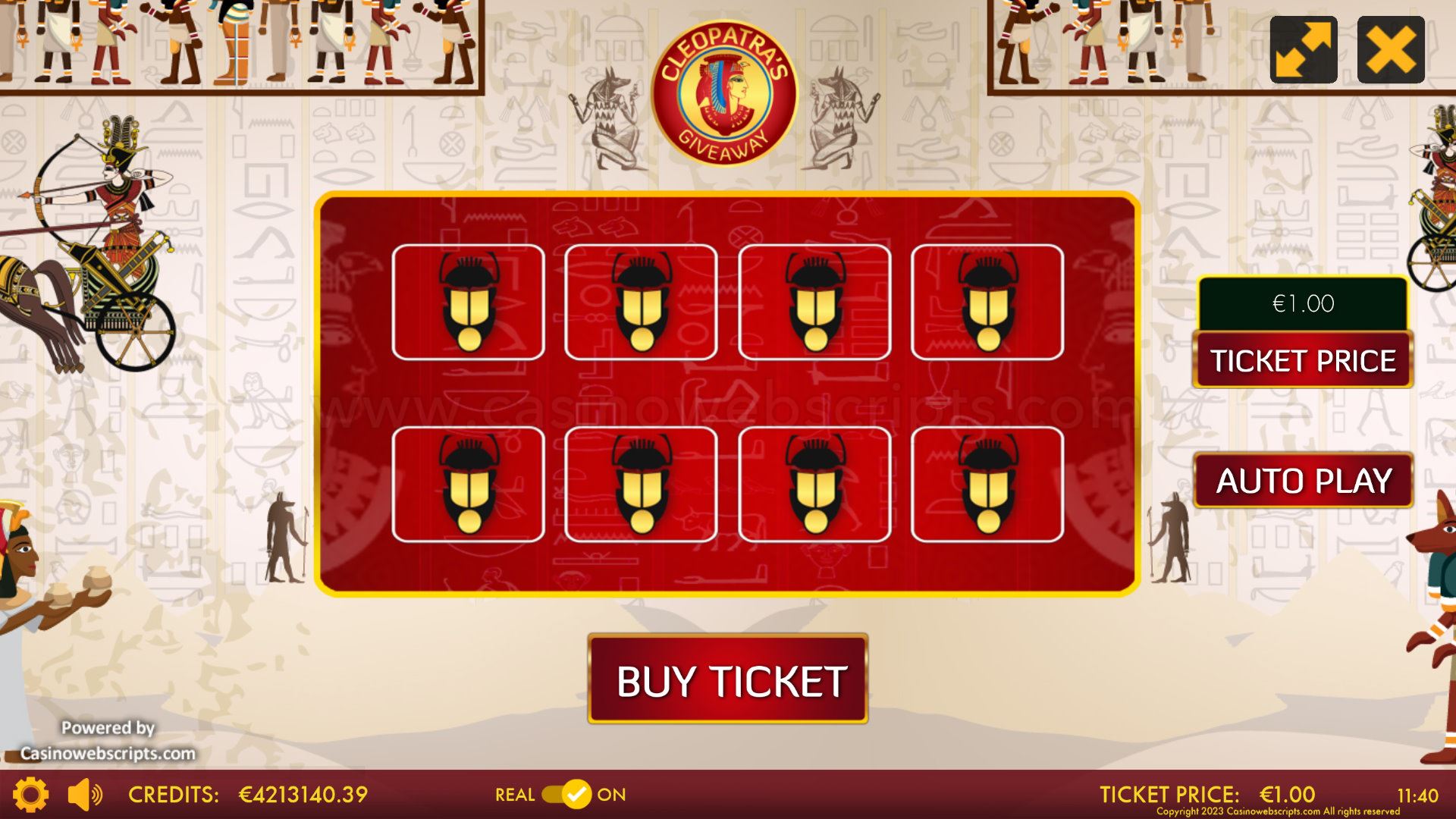 Cleopatra Giveaway Scratch Card  Mobile and PC - Preview