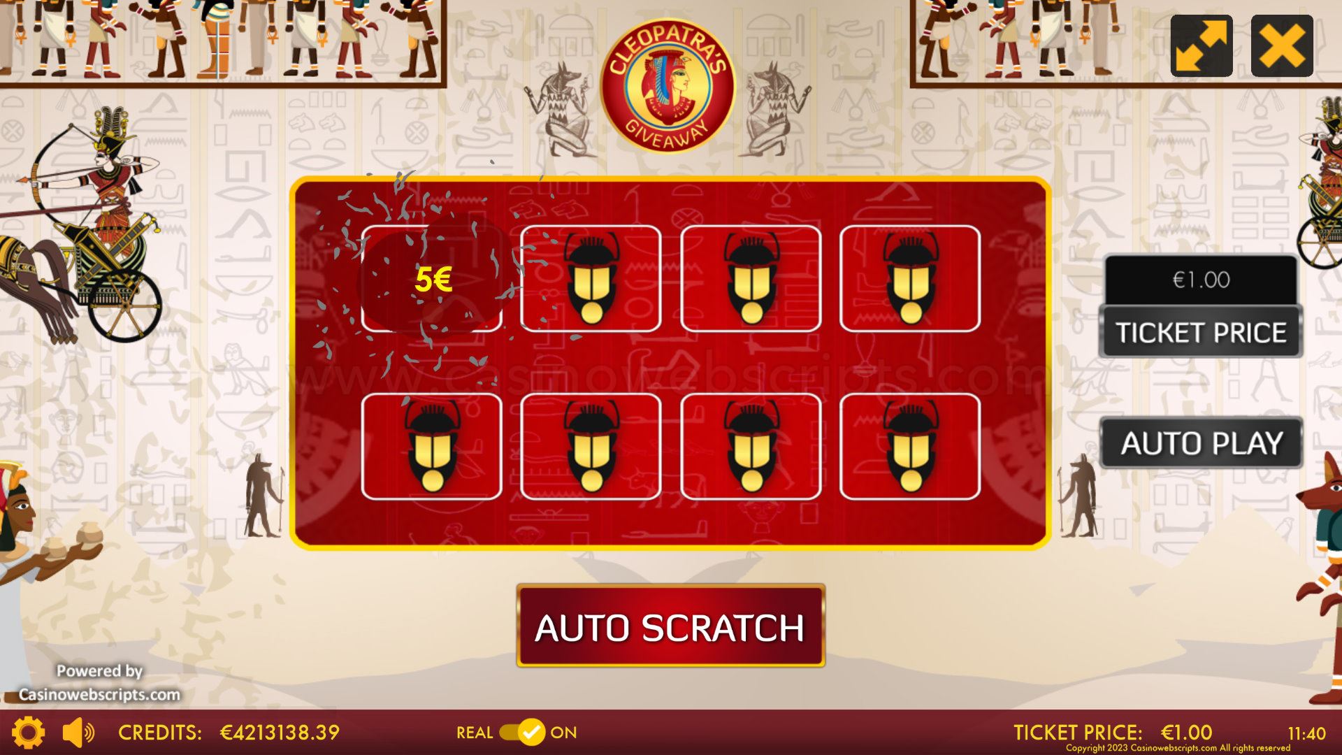 Cleopatra Giveaway Scratch Card  Mobile and PC - Preview