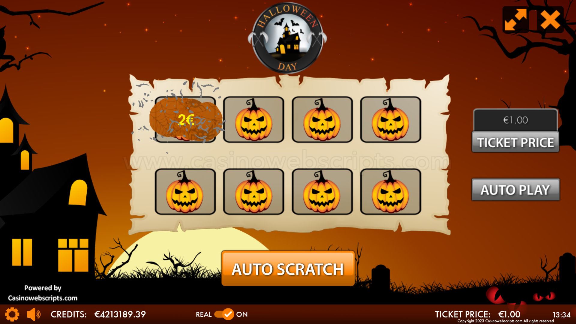 Halloween Day Scratch Card  Mobile and PC - Preview
