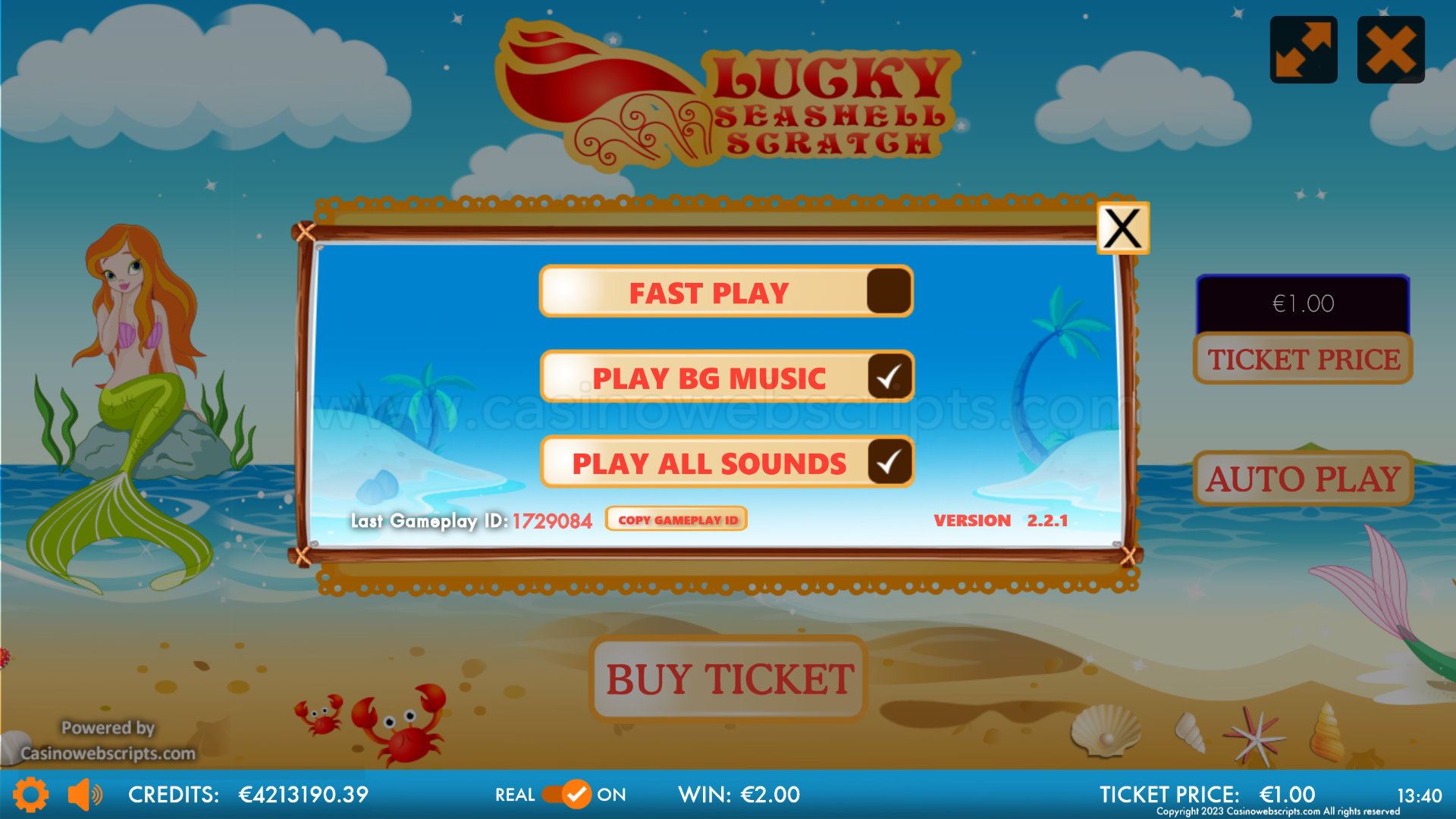 Lucky Seashell Scratch Card  Mobile and PC - Preview