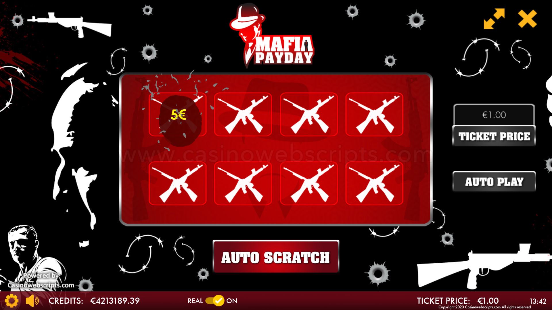 Mafia Payday Scratch Card  Mobile and PC - Preview