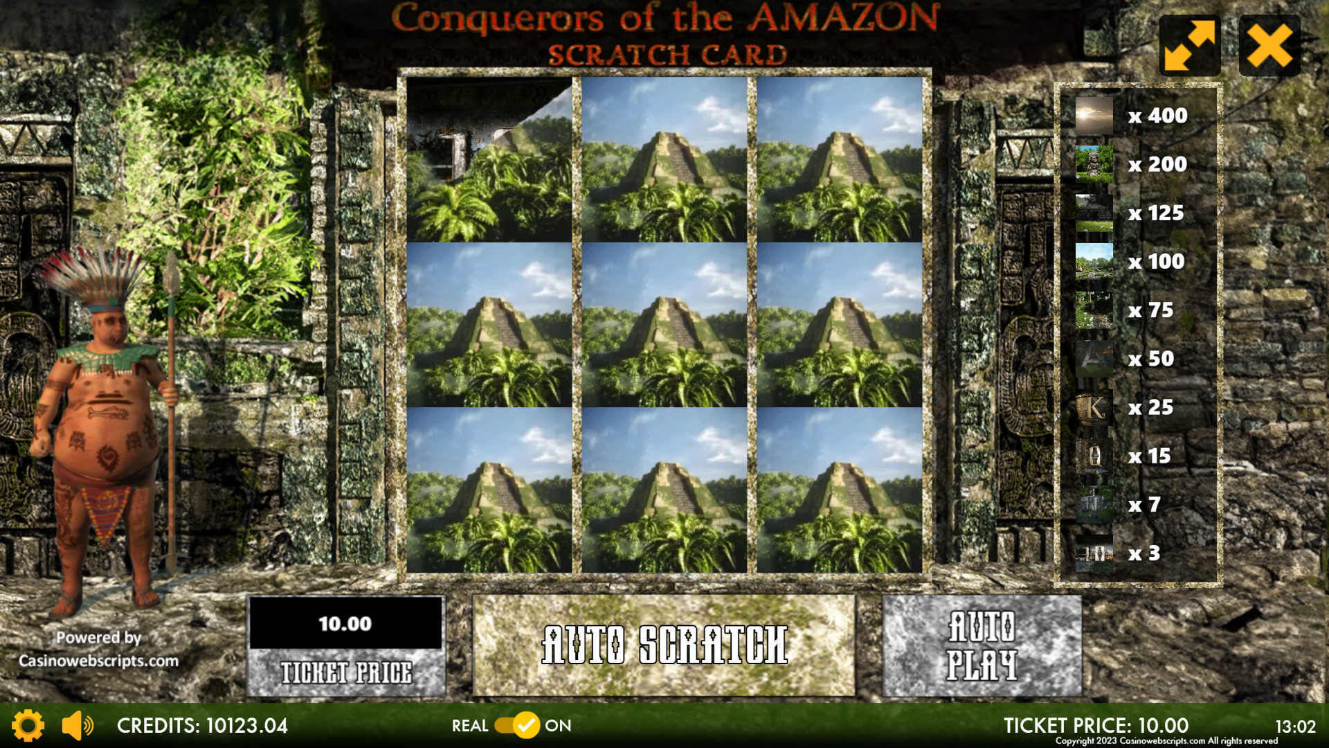 Conquerors of the Amazon Scratch Card - Preview
