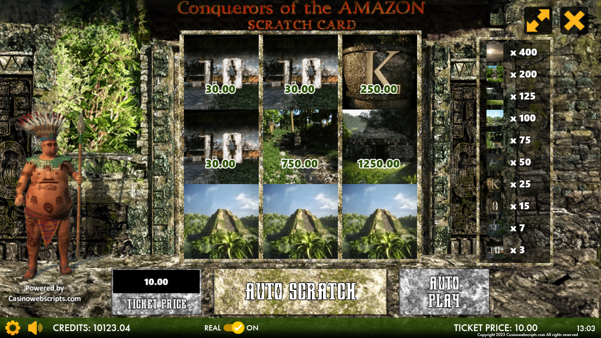Conquerors of the Amazon Scratch Card - Preview