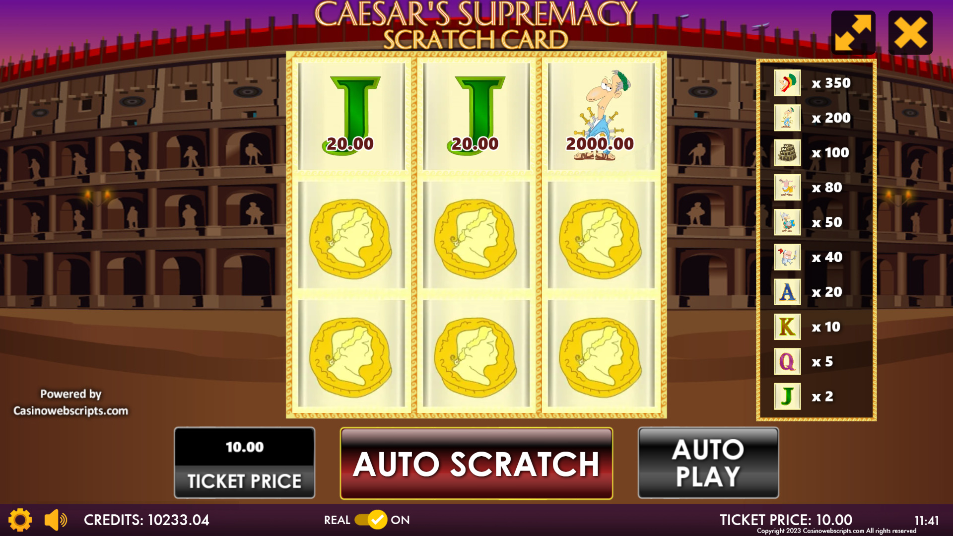 Caesar Supremacy Scratch Card - Preview
