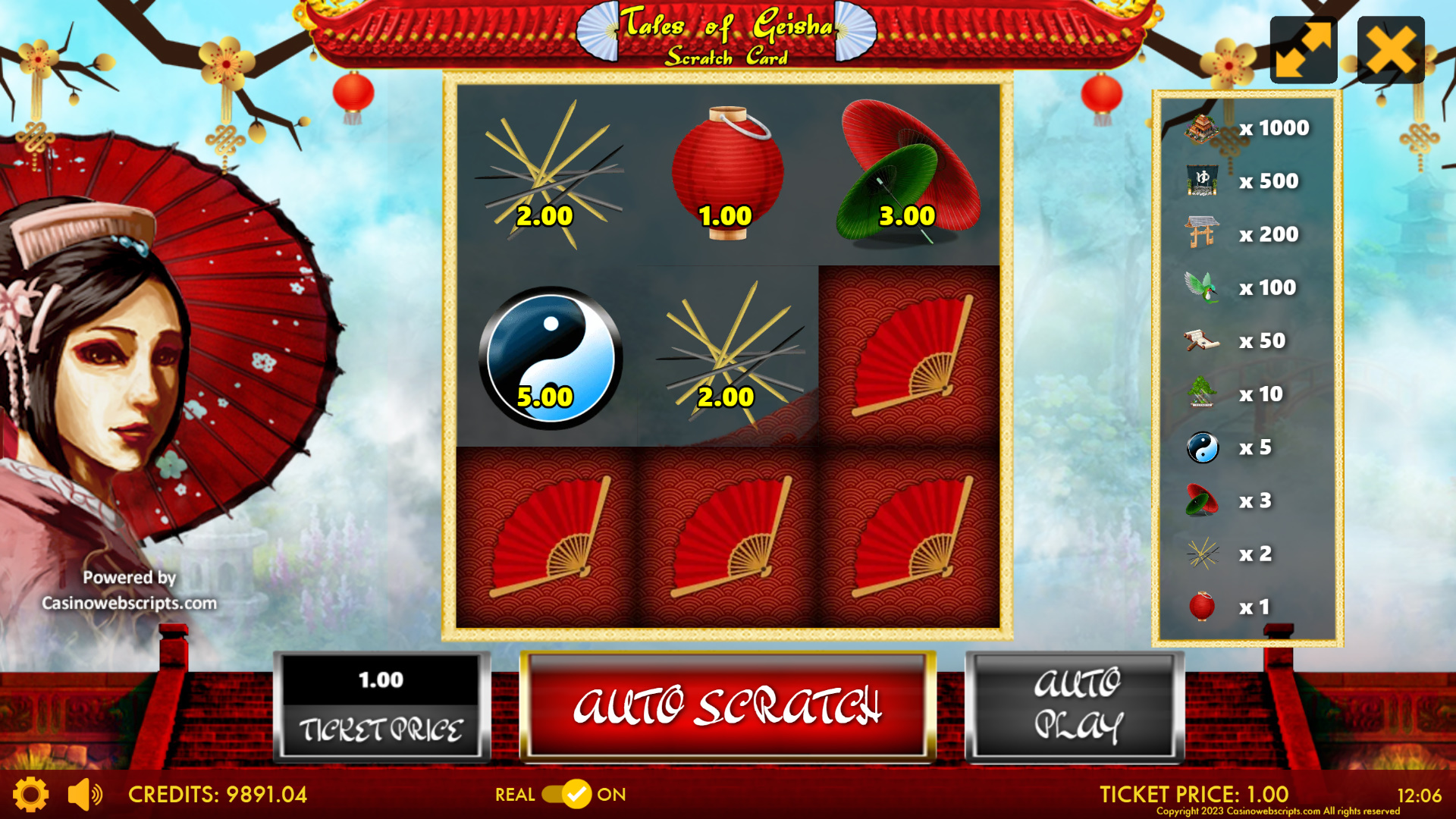 Tales of a Geisha Scratch Card - Preview