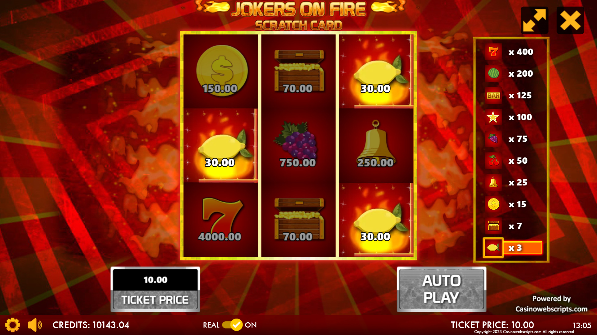 Jokers on Fire Scratch Card - Preview