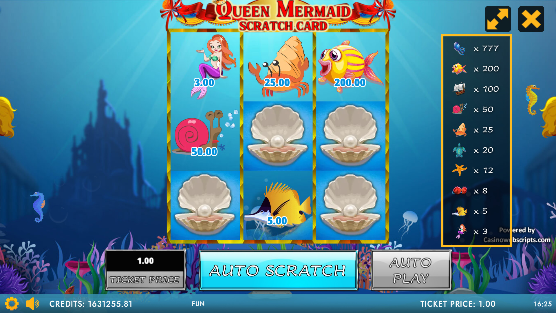 Queen Mermaid Deluxe Scratch Card - Preview