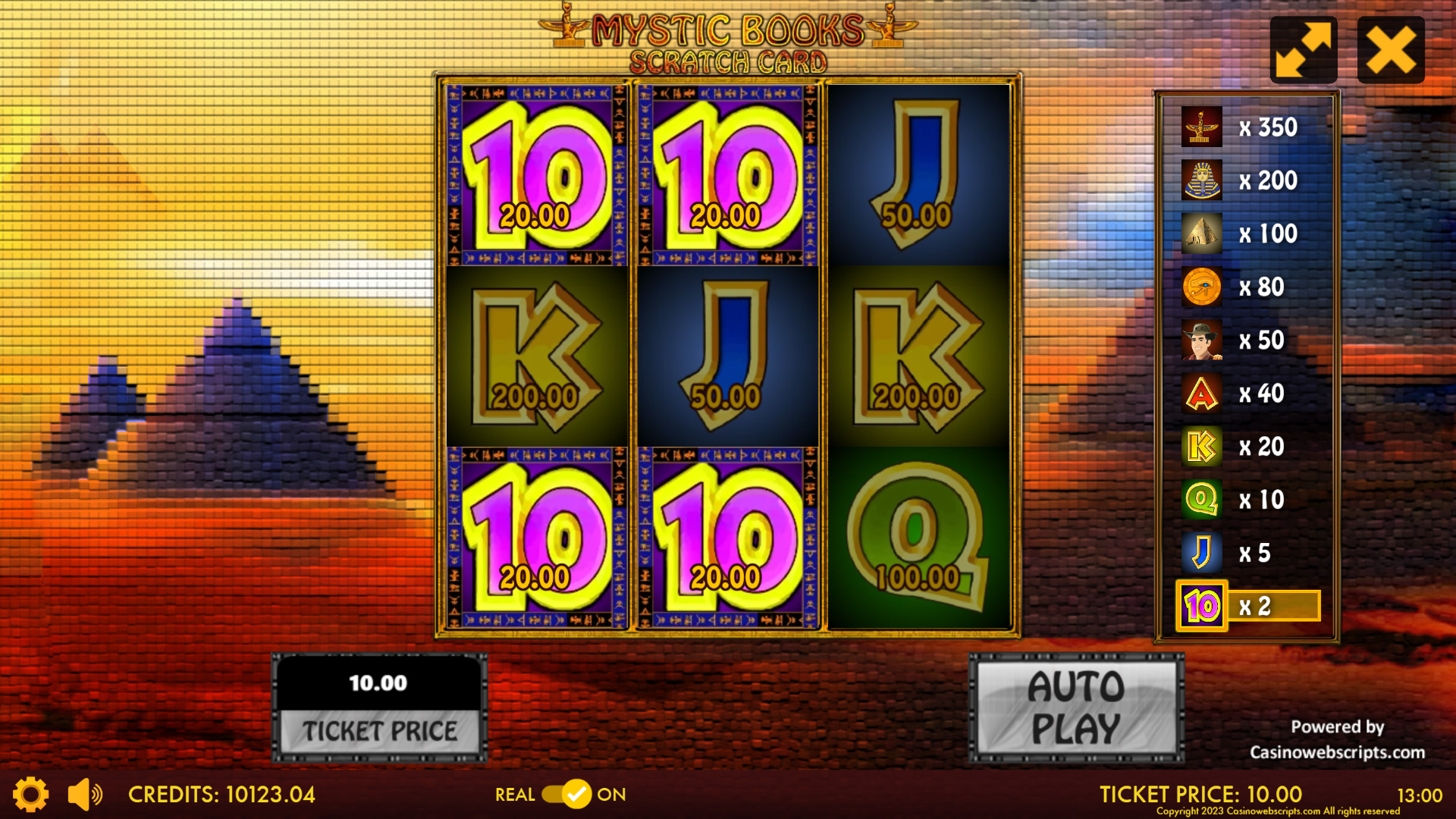 Mystic Books Scratch Card - Preview