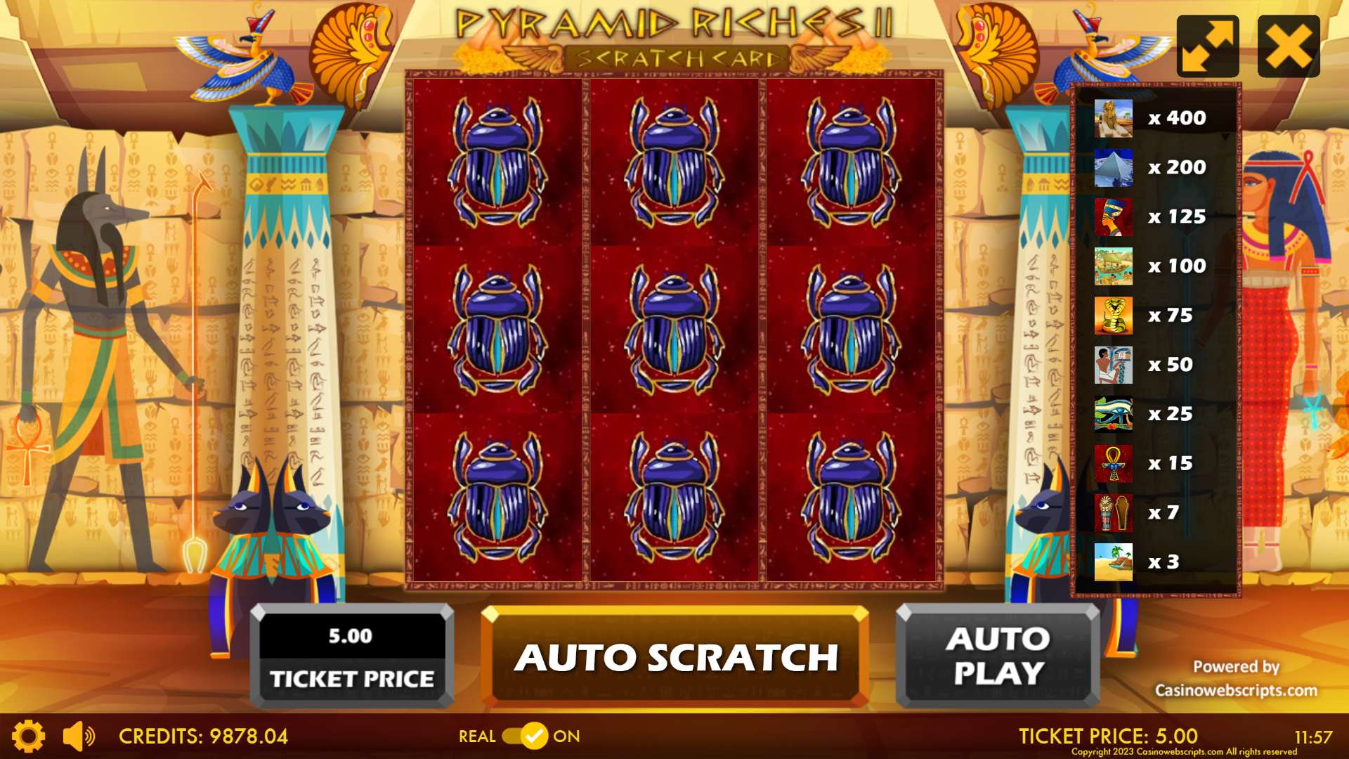 Pyramid Riches II Scratch Card - Preview