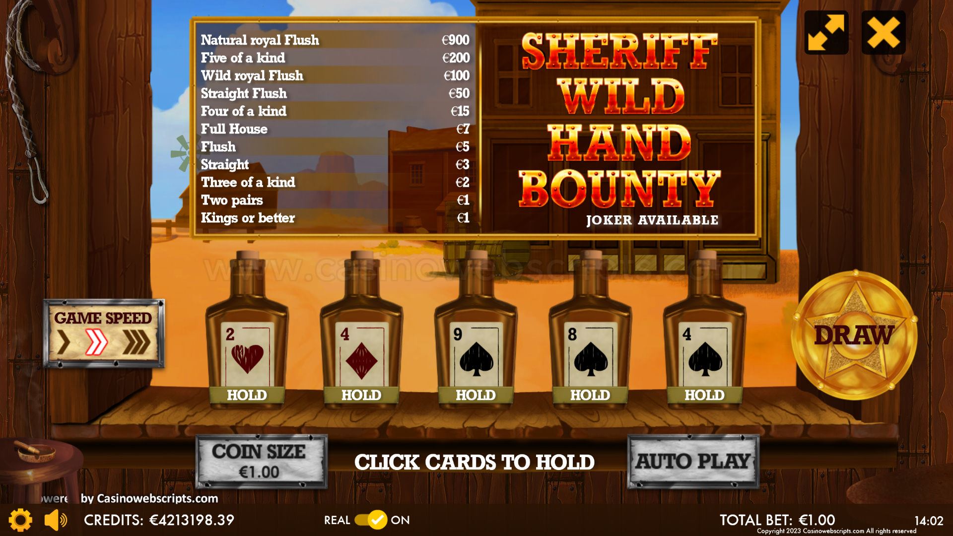 Sheriff Wild Hand Video Poker - Preview