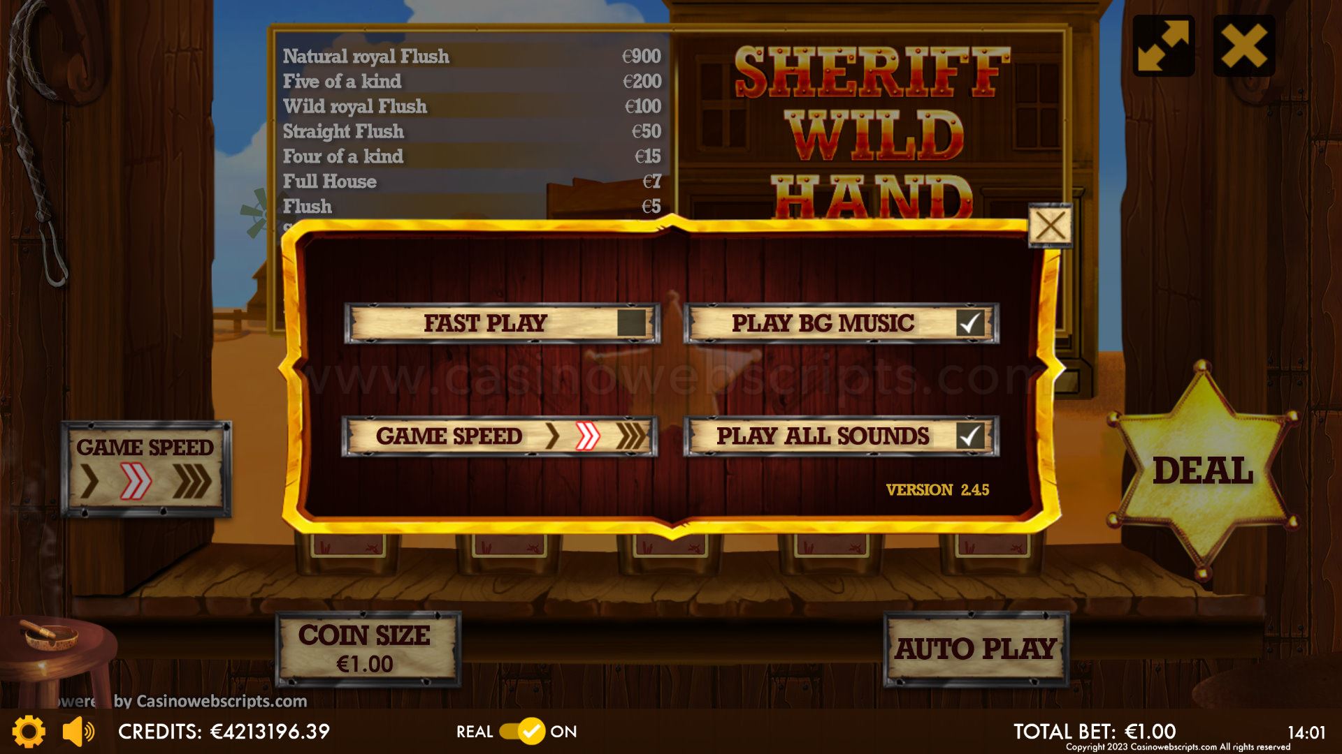 Sheriff Wild Hand Video Poker - Preview